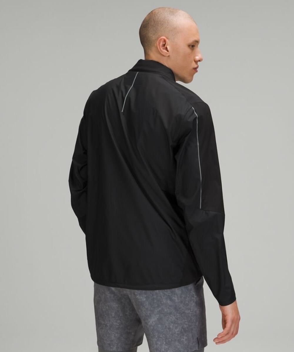 Lululemon | FLAWED Men’s Sz L Black Active Jacket Packable Hood Rain Outdoors